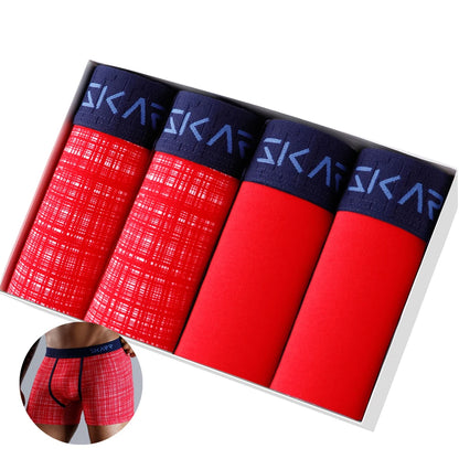 Mens Cotton Boxer Shorts - 4-Pack Underwear Set Soft and Comfortable