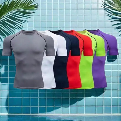 Men Compression Running T Shirt Fitness Tight Short Sleeve Tshirt Training Jogging Shirts Gym Sportswear Quick Dry