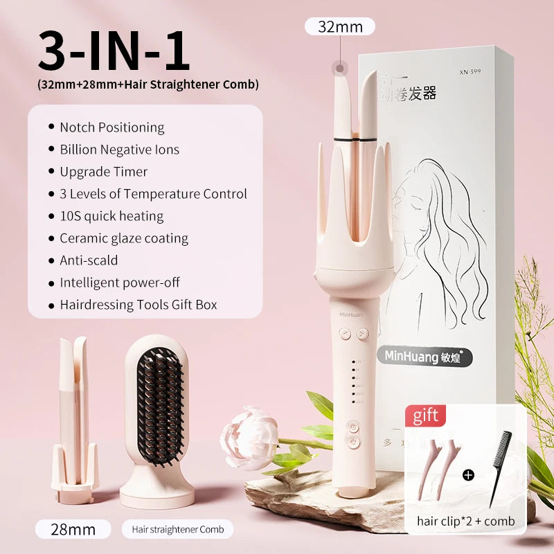 Automatic Hair Curler - 32mm Ceramic Hair Roller With Timer & Anti-Scald Design