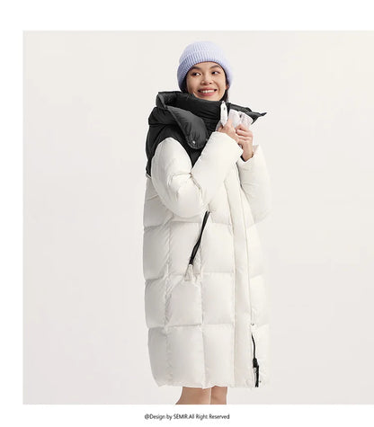 Semir Down Jacket Women Long Length Waterproof Oil-proof Stain-proof 2026 New Winter Detachable Hooded Winter Clothing Coats