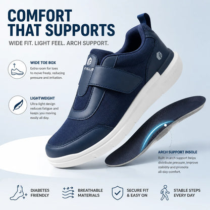 FitVille Men's Extra Wide Width Diabetic Shoes Lightweight Walking Casual Shoes for Swollen Feet Neuropathy Pain Relief