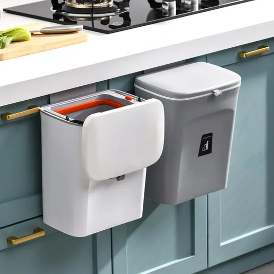 Wall Mounted Trash Can - 79L Hanging Waste Bin with Lid for Kitchen and Bathroom