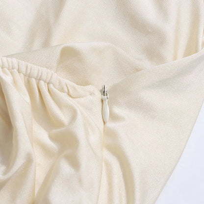 Halter Maxi Dress - Elegant Folds Sleeveless Party Robe Women Slim Fit