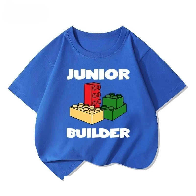 Lego educational cartoon print summer boys and girls 100% cotton short sleeved T-shirt