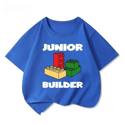 Lego educational cartoon print summer boys and girls 100% cotton short sleeved T-shirt