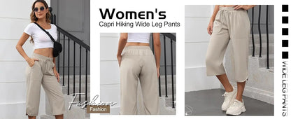 Women Casual Cropped Capris Cargo Pants, Outdoor Lightweight Capris Yoga Flared Pants, Breathable Quality Sweatpants