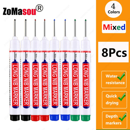 Waterproof Long Head Marker Pen for Deep Holes - 2cm 1-100 Pcs RedBlackBlueGreen Ink - Ideal for Metal  Woodworking