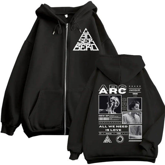 Canserbero All We Need Is Love Muerte Vida Merch Zipper Hoodie Men's Fashion Hip Hop Zip Up Sweatshirts Casual Fleece Pullovers