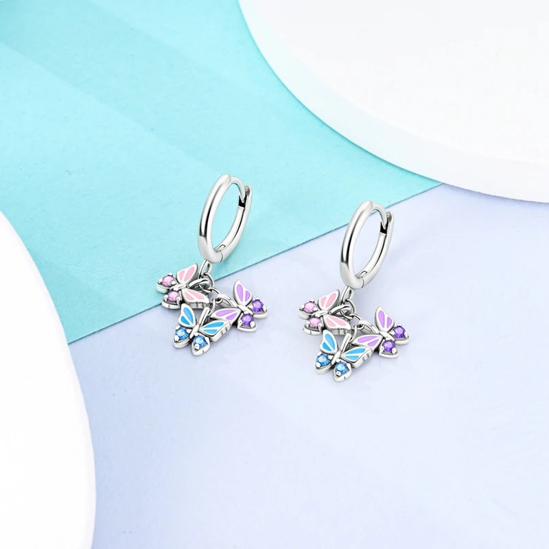 Sterling Silver Hoop Earrings – Zirconium Star Drop Style For Women’s Anniversary Jewelry Gift