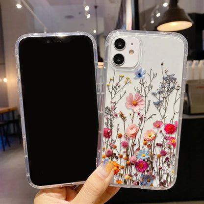Flower Phone Case For iPhone 17 Case iPhone 15 13 14 11 12 16 Pro Max 7 8 Plus 12 13 Mini XR SE Soft Silicone Transparent Cover