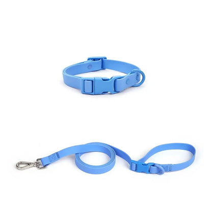 Adjustable Dog Collar Leash Set Waterproof Washable PVC Pet Collars Combo Dirt Resistant Quick Release Buckle Soft Dog Leashes