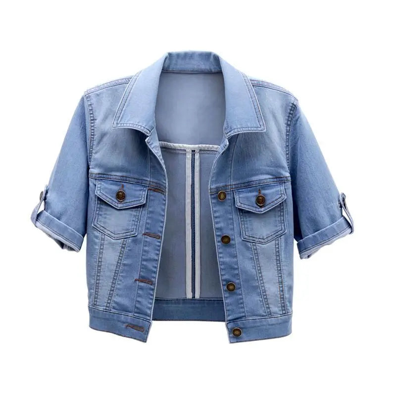 2025 New Spring Summer Women Short Denim Jacket  Fashion Slim Jeans Cape Coat