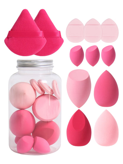 Makeup Sponge Set – 12 Piece Latex Free Sponges with Storage Jar for Wet Dry Use