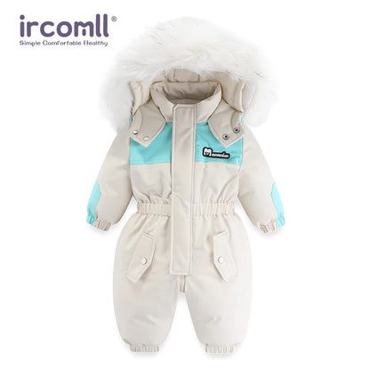 Kids Winter Snowsuit - Waterproof Toddler Snow Jumpsuit with Plush Velvet Jacket
