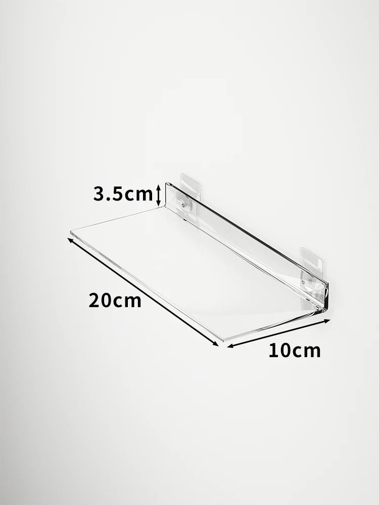 Acrylic Wall Storage Rack - No Drill Bathroom  Kitchen Organizer with Strong Adhesive