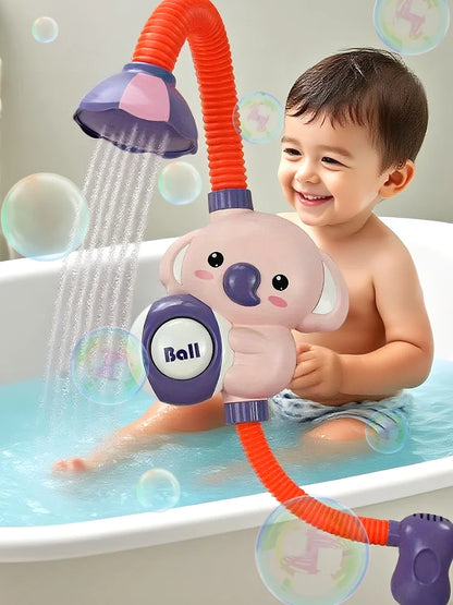 1Set Cartoon Cute Little Elephant Electric Shower, 360°Jet Water Wash Head, Baby Bath Sprayer, Bathroom Fun Water Play Toy