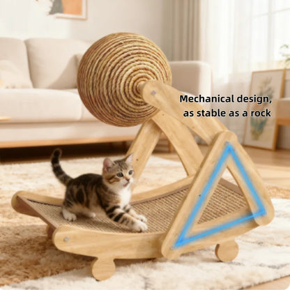 Wooden Cat Scratching Ball 2 In 1 Cat Scratcher Sisal Scratch Board Wear-Resistant Grinding Paw Toy Solid Wood Scraper for Cats