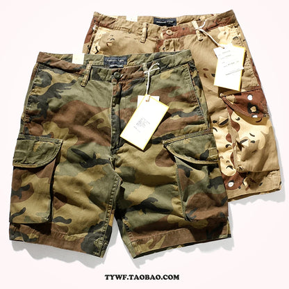Sand Desert Jungle Camouflage Pattern Shorts for Men Summer Retro American Cotton Half Pants Youth Male Casual Straight Workwear
