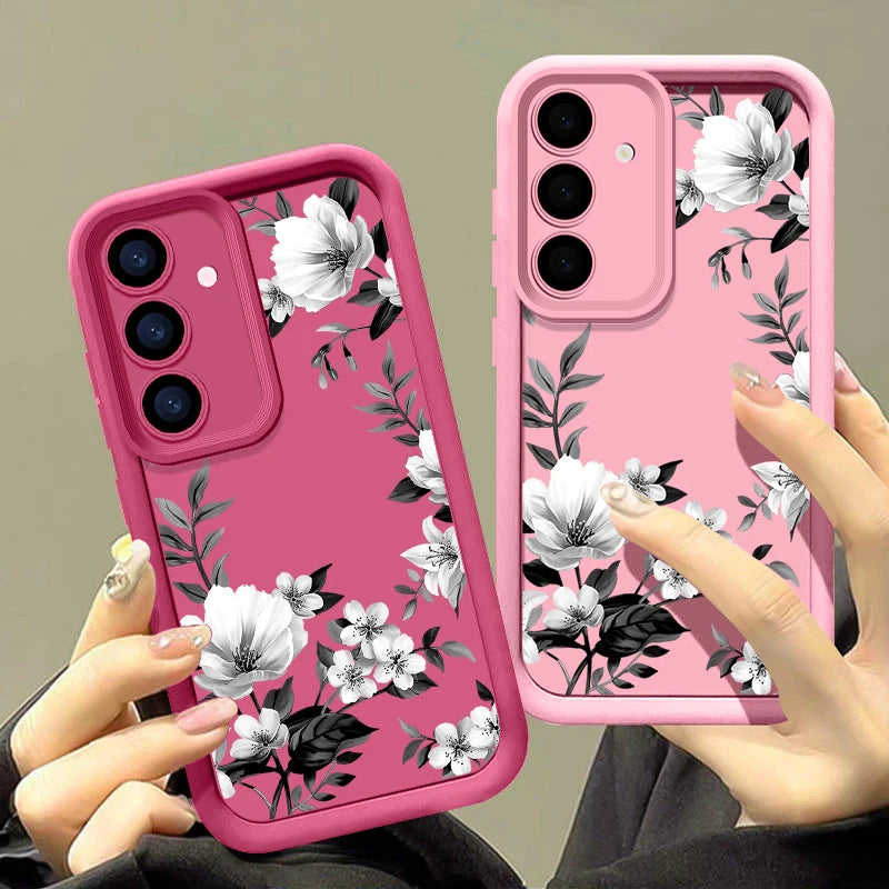 Flowers Print Soft Case For Samsung Galaxy A57 A37 A27 A56 A16 A17 A15 A55 A54 A26 A36 S26 S24 S23 S22 Ultra S25 FE Phone Cover