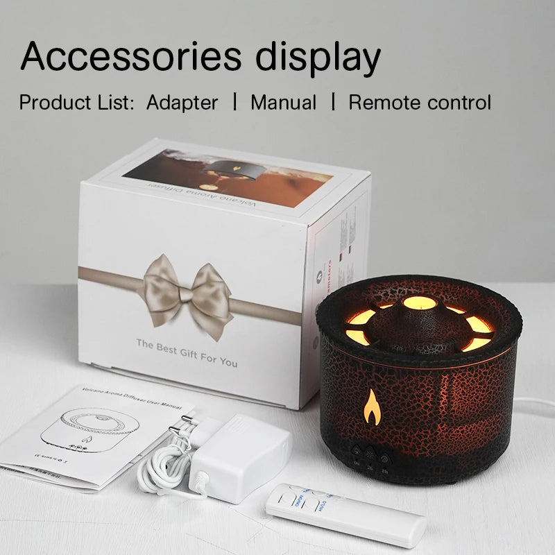 Aroma Diffuser - KINSCOTER Volcano Flame Humidifier with Jellyfish Smoke Ring 360ml - ZOOMNSTORE