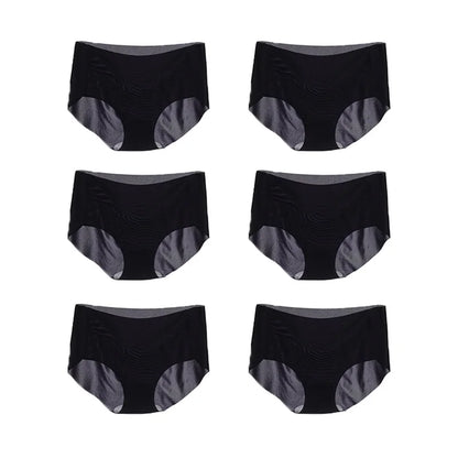6PCS Summer Ice Silk Seamless Underwear Ladies Summer Ultra-thin Sense Quick-drying Pants Briefs Panties M-XL