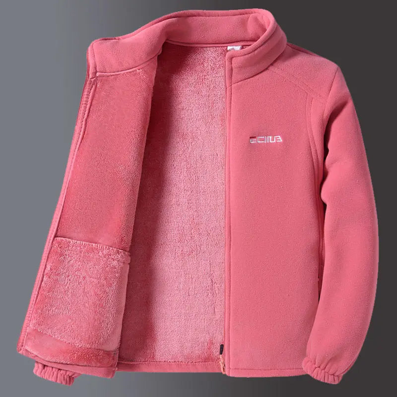 Woman Thickened Zipper Lamb Velvet Sweatshirt Casual Cardigan Embroidery Warm Stand-up Collar Loose Jacket Windproof Sweatshirt