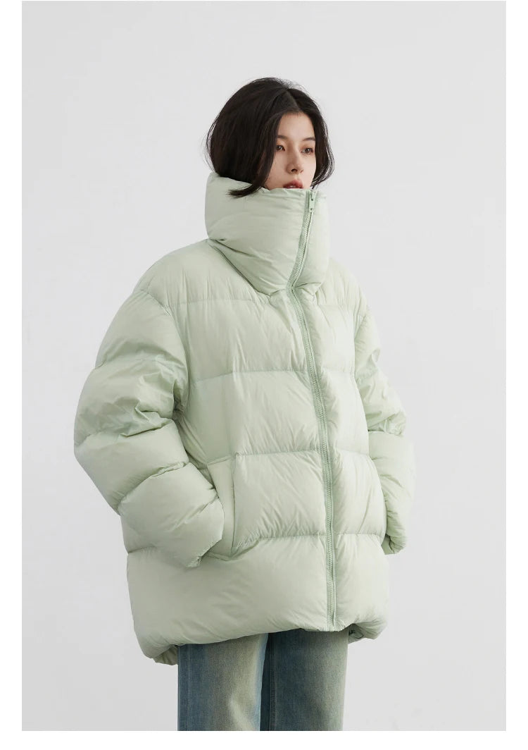 CHIC VEN Women Down Coats Long Sleeve New Soft Solid Lightweight Bread Down Jacket Female Warm Coat Lapel Outerwear Winter 2023