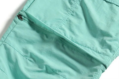 NUONEKO Women's Summer Hiking Pants Women Trekking Sport Quick Dry Thin Cargo Trousers Removable Outdoor Camping Pants Shorts