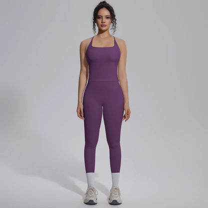 Quick Drying Legging Outdoor Running Yoga Set for Womans High Waisted Push Up Female Pants Gym Sexy Beautiful Back Vest Yoga Set