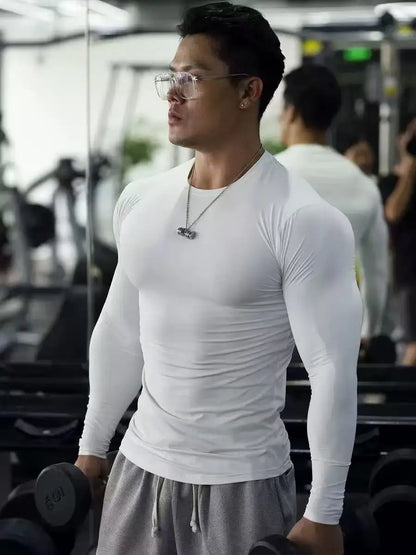 Men's Compression Shirt - Quick Dry Rashguard Gym Fitness Tee for Running & Surfing
