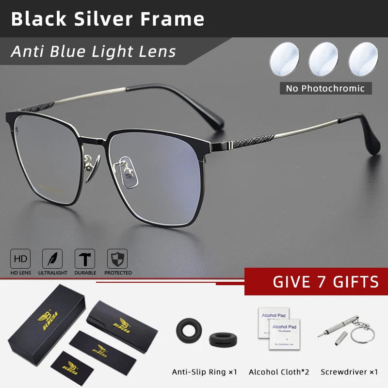 Titanium Reading Glasses - Ultralight Square Frame With Photochromic Lenses