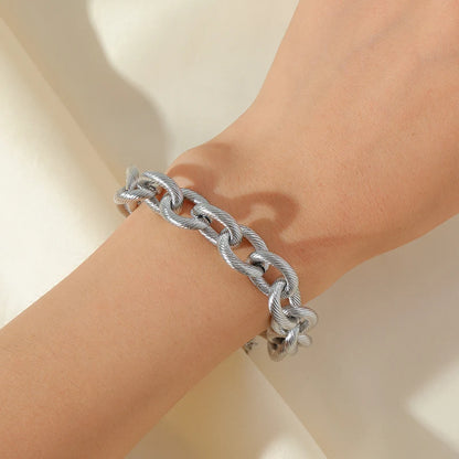 EILIECK 316L Stainless Steel Silver Color Thick Link Chain Necklace Bracelet Set For Women Men New Trendy Metal Jewelry Bijoux
