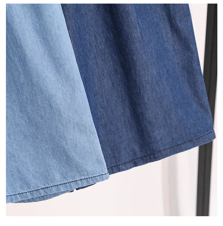 2026 High Waist Loose Fit Wide Leg Jeans Women Plus Size Casual Straight Workwear Trousers Summer Autumn Denim Capri Pants