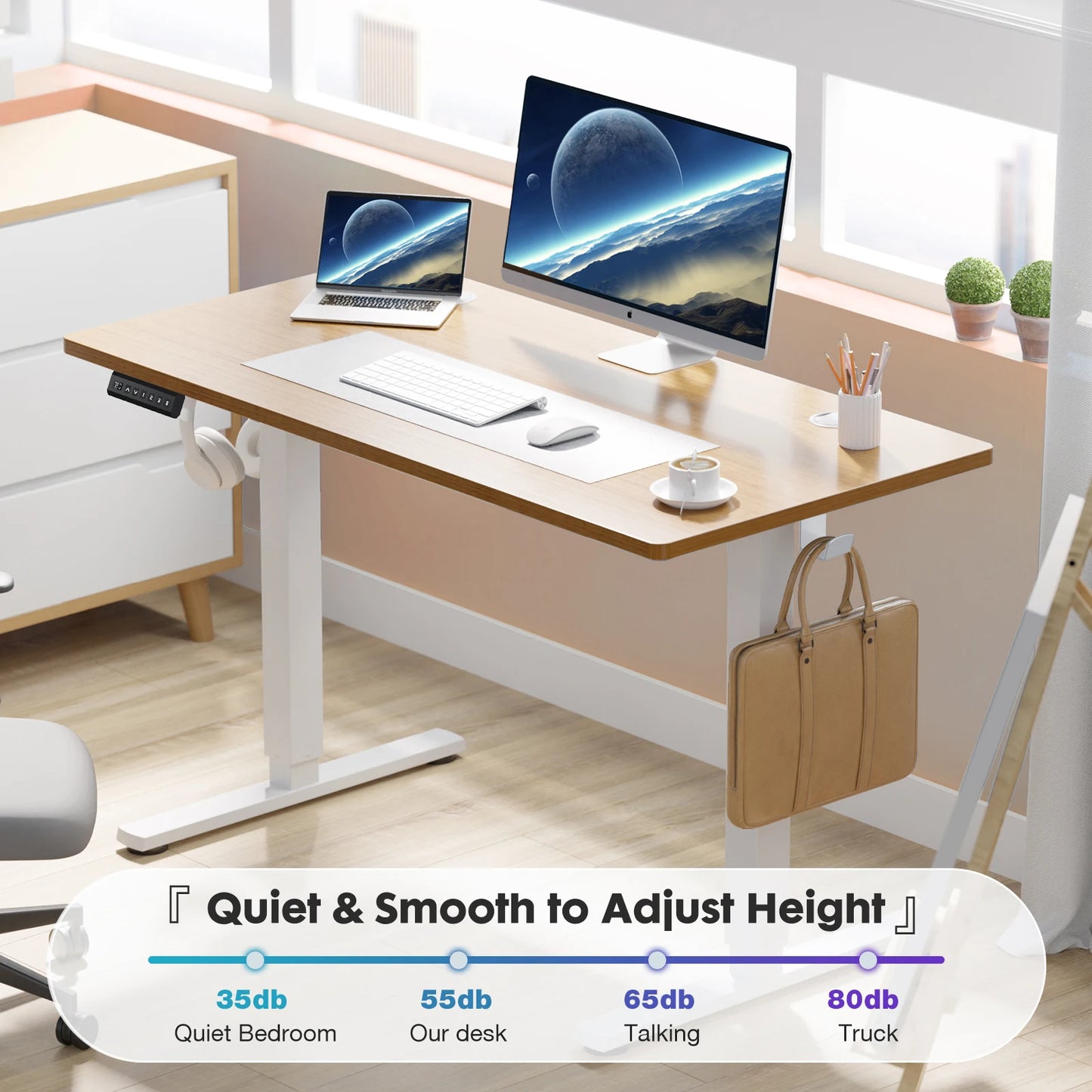 Electric Standing Desk - Height Adjustable 40x24 Inch Sit Stand Workstation with Memory Buttons
