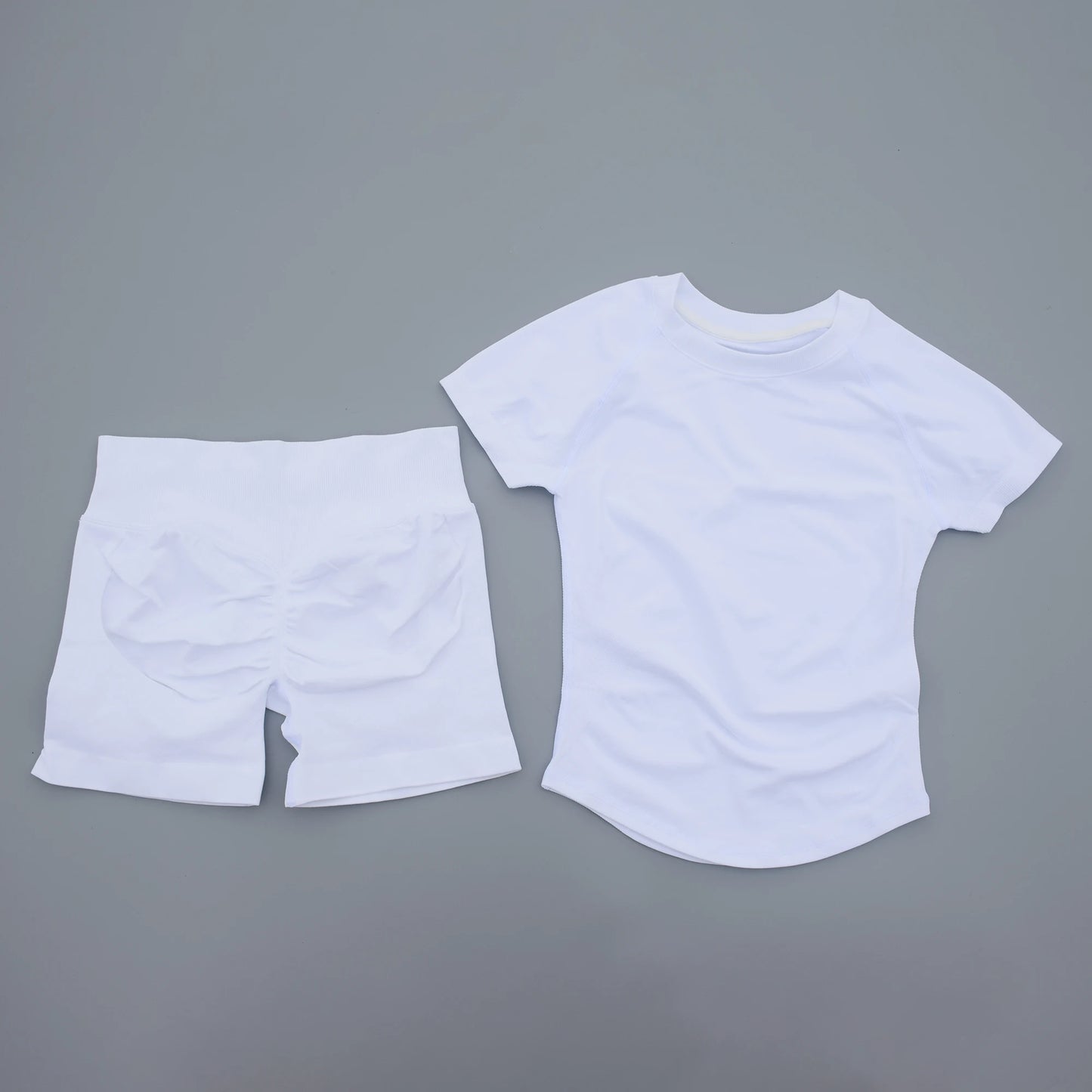 2 Pieces AURA IMPACT Sports Sets Short Sleeve Seamless Yoga Top Fitness Set Women Workout Running Sports Shorts Gym Suit