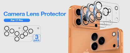3 Pack For iPhone 17 Pro Max iPhone 17 Pro Camera Lens Protector Drop Protection Friendly 9H Transparent Tempered Cover Screen