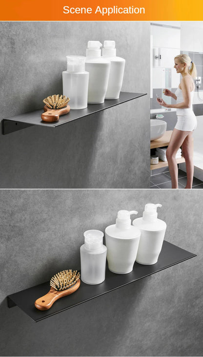 Modern Brushed Gold Bathroom Shelf - 30-50cm Wall Storage Rack