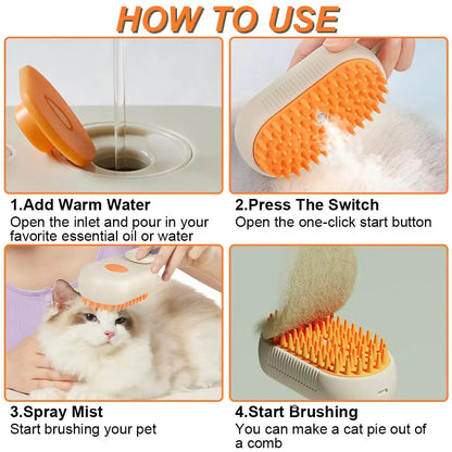 Cat Dog Pet Spray Massage Brush One Button Steam Spray Folding Rotatable Floating Hair Bath Hair Removal Brush Comb#pet cleaning tools