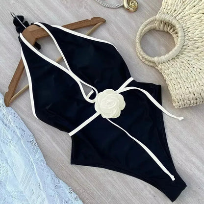 3D Flower Solid 2026 One-shoulder Swimwear Women Sexy Push UP Hollow One Piece Swimsuit Monokini Summer Beach Lady Bathing Suit