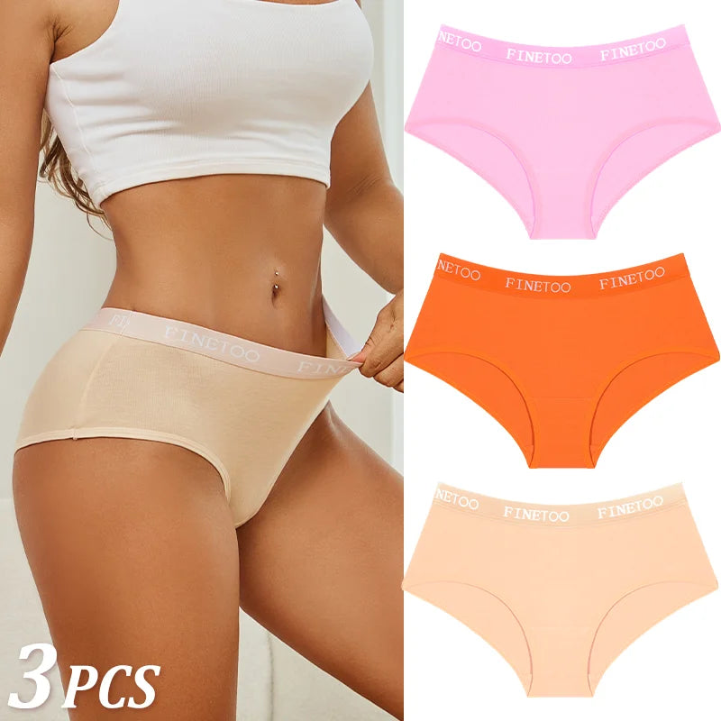 Women Cotton Briefs - Soft Breathable Low-Rise Panties 3Pcs Cotton Underwear Set