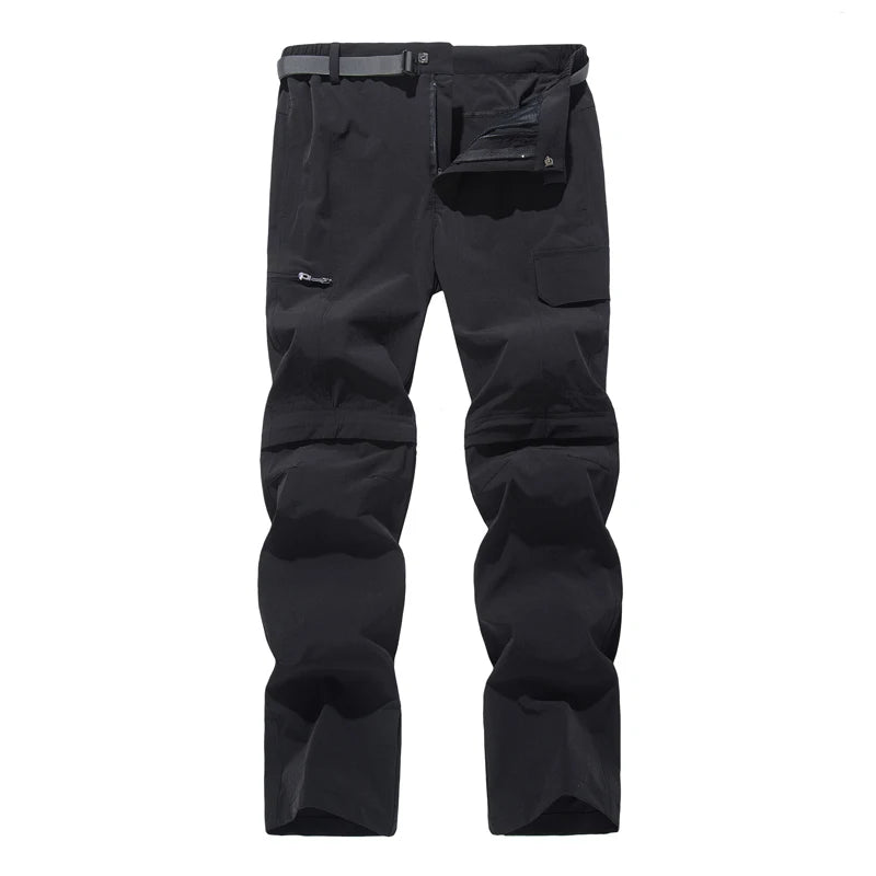 NUONEKO New Elastic Mens Hiking Pants Outdoor Sport Summer Quick Dry Waterproof Detachable Camping Trekking Climbing Cargo Pants