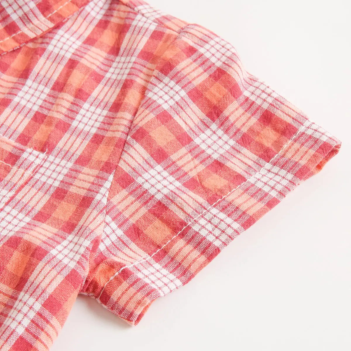 Baby Boys Bodysuit - Soft Cotton Fabric Summer Baby Bodysuit with Plaid Pattern
