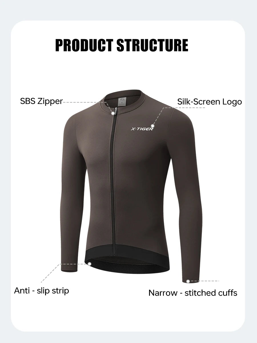 Winter Cycling Jersey - Men's Fleece Bike Jacket With Full Zipper & Pockets