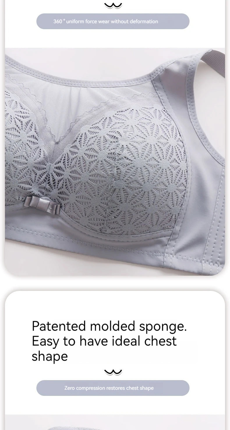 2PCS New High-end U-shaped Back With No Steel Ring Gathered And Adjusted Bra Thin Cup Breathable  Breasted Underwear Mom's Bra