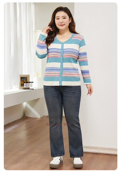 7XL Flared Jeans Bootcut Women 6XL High Elastic Waist Pants Stretched Elegant Plus Size Spring Autumn Female Lady Denim Trousers