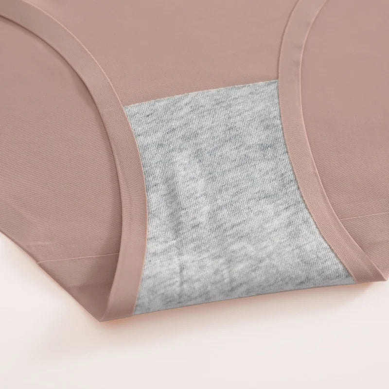 4PCS/SET Plus Size Underwear Women's Panties Ice Silk Solid Color Ladies Seamless Underpants High Waist Sexy Breathable Lingerie
