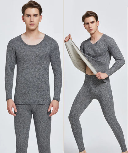 Wool Silk Thermal Underwear Set Double-sided Cashmere Long Johns Plus Cashmere Thick Autumn Winter for Men Women Warm Underwear