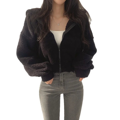 Women Fleece Hoodie - Thick Warm Winter Jacket With Zipper Hooded Outerwear