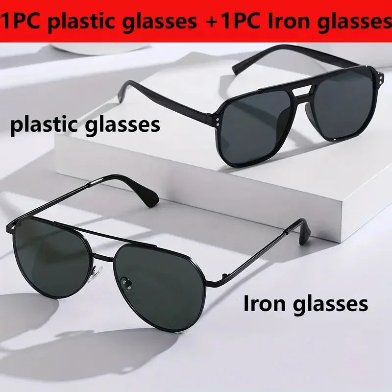 2pcs Unisex Classic Pilot Frame Casual Modern Simple Style Sunglasses For Men Daily Clothing Accessories Vacation Driving