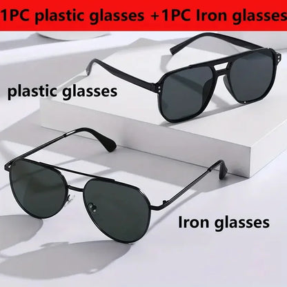 2pcs Unisex Classic Pilot Frame Casual Modern Simple Style Sunglasses For Men Daily Clothing Accessories Vacation Driving